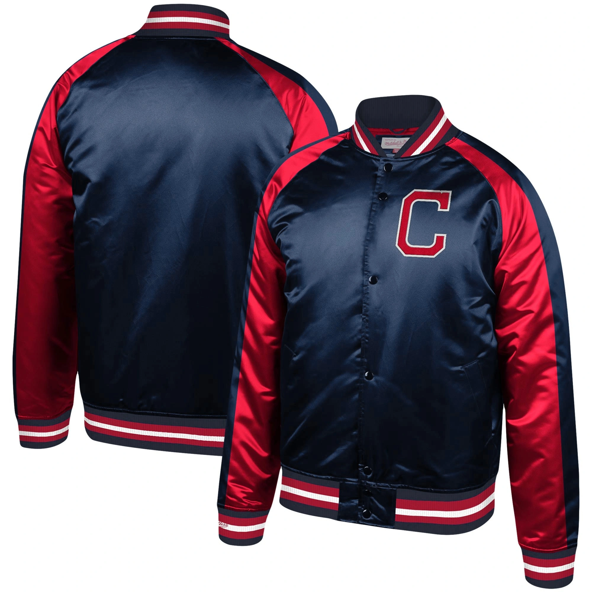 Cleveland Indians Color Block Full-Snap Satin Varsity Jacket 2