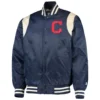 Cleveland Indians Prime Time Navy Satin Varsity Jacket