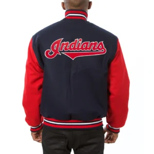 Cleveland Indians Two Tone Wool Varsity Jacket Navy & Red 1