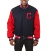 Cleveland Indians Two Tone Wool Varsity Jacket Navy & Red