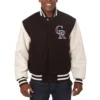 Colorado Rockies Domestic Two Tone Wool and Leather Varsity Jacket Black & White