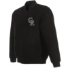 Colorado Rockies One Color Baseball Team Players Black Wool Varsity Jacket