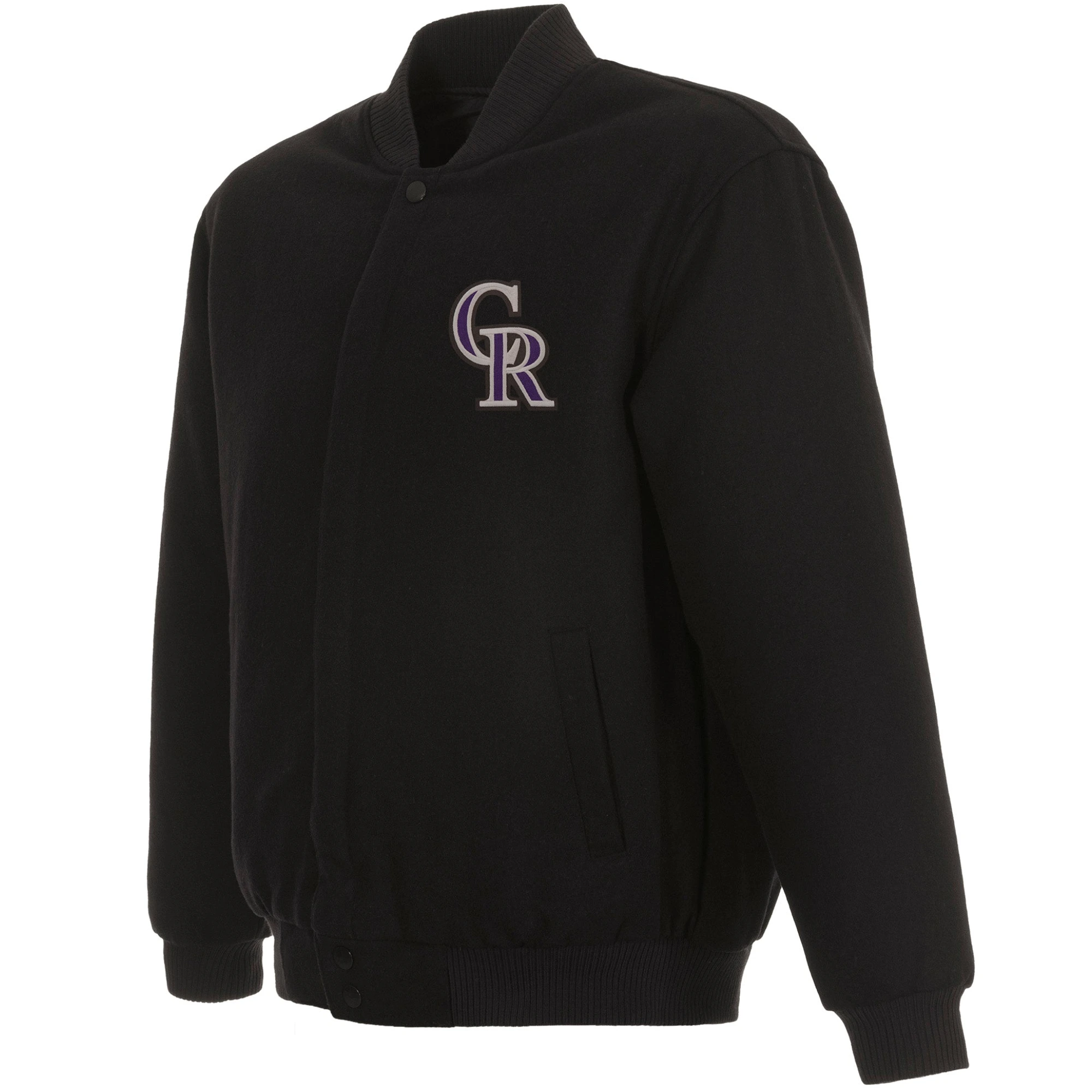 Colorado Rockies One Color Baseball Team Players Black Wool Varsity Jacket
