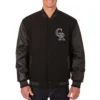 Colorado Rockies One Color Black Wool & Leather Varsity Jacket