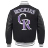 Colorado Rockies Retro Classic Black Wool & Leather Varsity Jacket 1