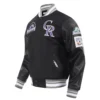 Colorado Rockies Retro Classic Black Wool & Leather Varsity Jacket 2