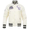 Colorado Rockies Retro Classic Full-Snap Satin Varsity Cream Jacket