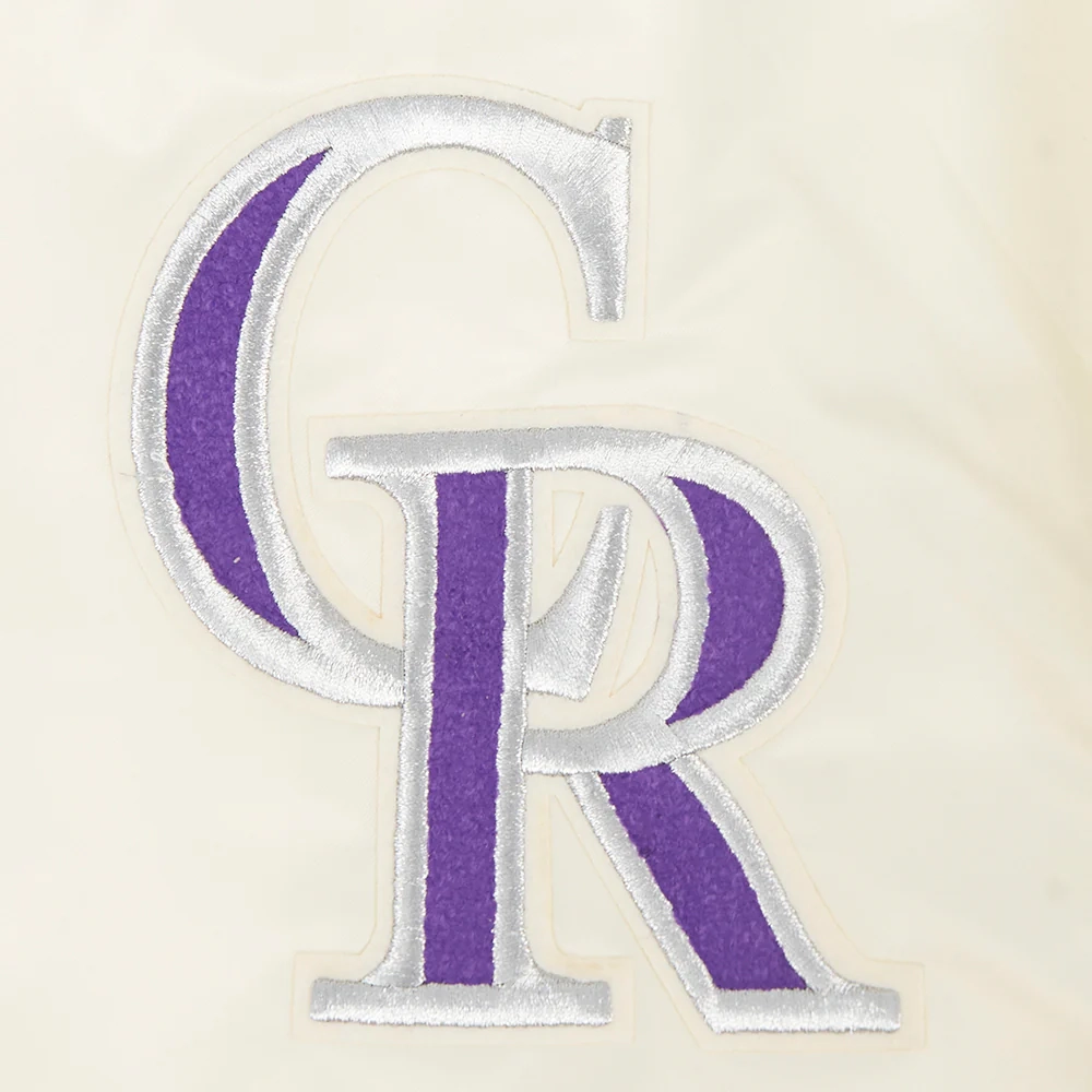 Colorado Rockies Retro Classic Full-Snap Satin Varsity Cream Jacket 5