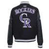 Colorado Rockies Retro Classic Women’s Black Wool & Leather Varsity Jacket 1