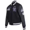 Colorado Rockies Retro Classic Women’s Black Wool & Leather Varsity Jacket 2