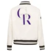 Colorado Rockies Retro Classic Women’s Full-Snap Satin Varsity Jacket 1