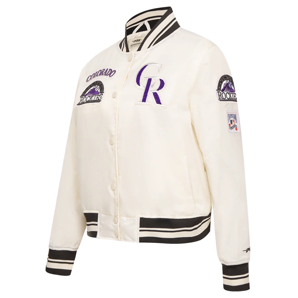 Colorado Rockies Retro Classic Women’s Full-Snap Satin Varsity Jacket 2