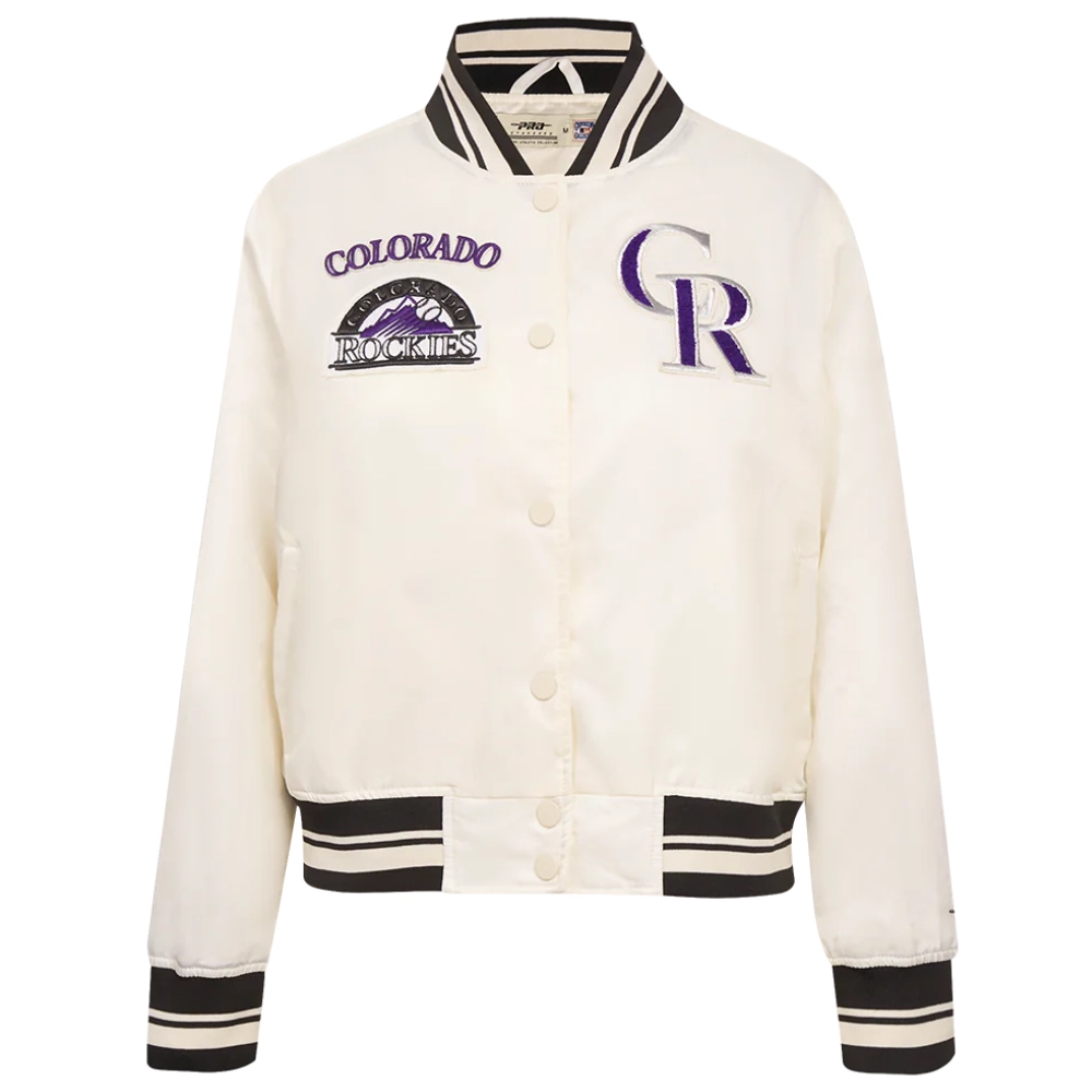 Colorado Rockies Retro Classic Women’s Full-Snap Satin Varsity Jacket