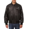 Colorado Rockies Shirt Collar Black Leather Varsity Jacket