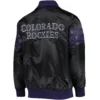Colorado Rockies The Captain II Full-Zip Satin Varsity Black Jacket 1