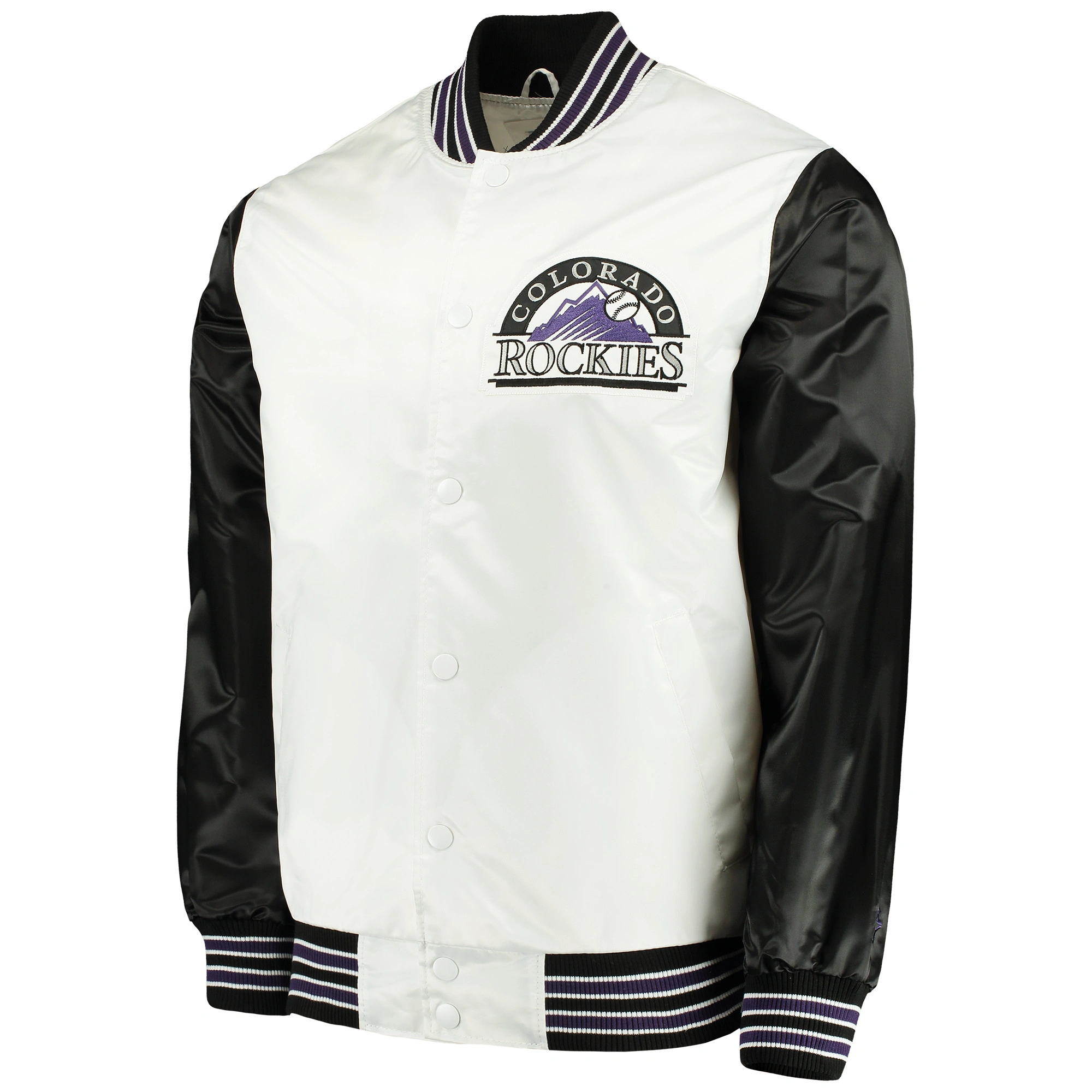 Colorado Rockies The Legend Full-Snap Satin Varsity Jacket White & Black