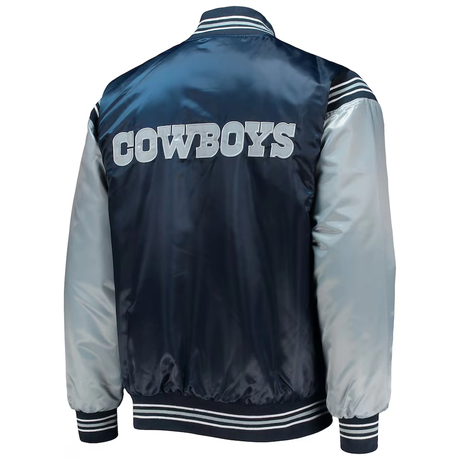 Dallas Cowboys Enforcer Satin Navy Blue Varsity Jacket 2