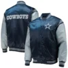 Dallas Cowboys Enforcer Satin Navy Blue Varsity Jacket 3