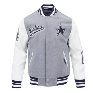Dallas Cowboys Grey Script Tail Rib Wool Varsity