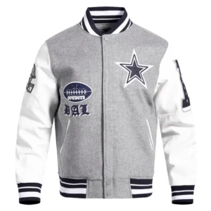 Dallas Cowboys Old English Grey Varsity Jacket