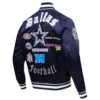 Dallas Cowboys Old English Navy Blue Varsity Jacket 3