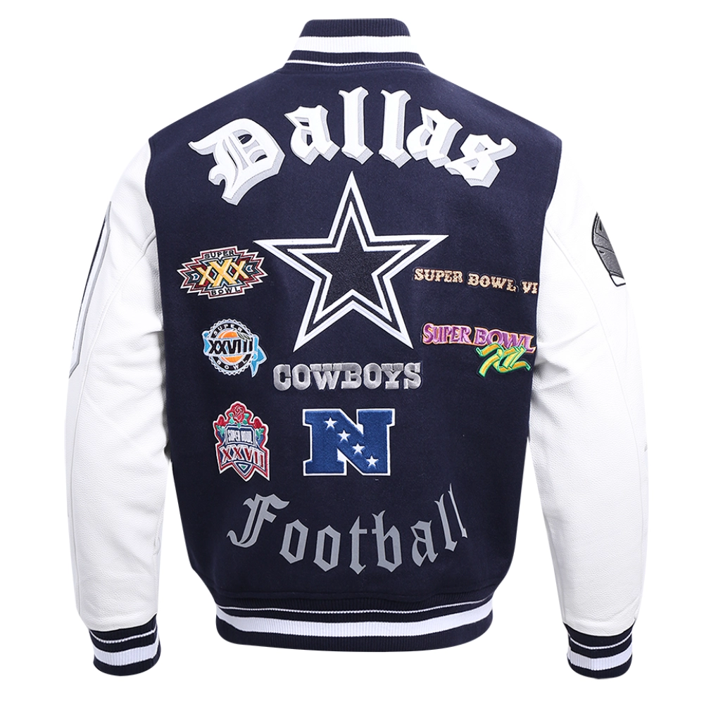 Dallas Cowboys Old English Wool Navy Blue Varsity Jacket 1