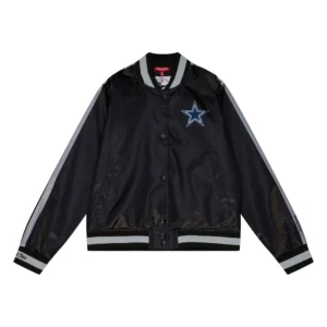Dallas Cowboys Raglan Satin Black Varsity Jacket