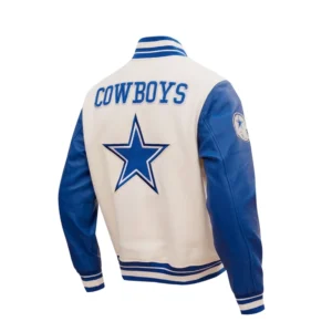Dallas Cowboys Retro Classic White Varsity Jacket 1