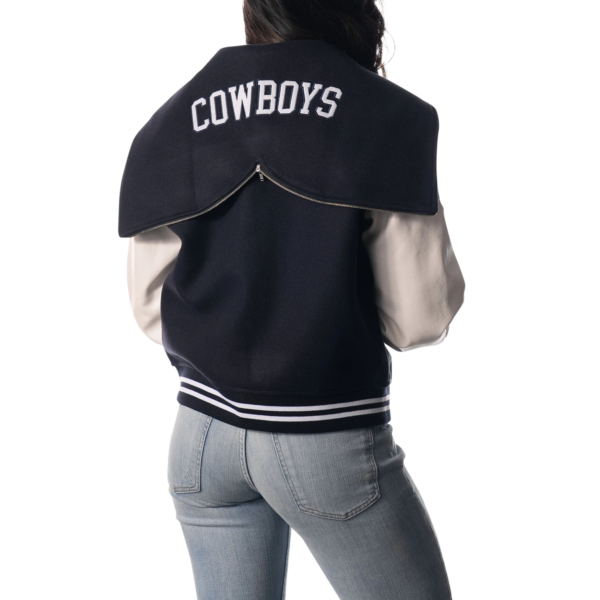 Dallas Cowboys Sailor Hooded Navy Blue Varsity Jacket 1