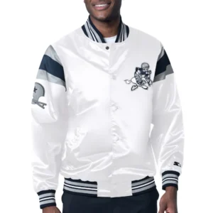 Dallas Cowboys Satin White Varsity Jacket
