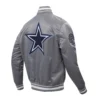 Dallas Cowboys Script Tail Grey Varsity Jacket 3