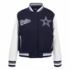 Dallas Cowboys Script Tail Wool Navy Blue Varsity Jacket