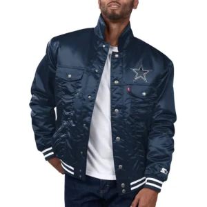 Dallas Cowboys Silver Navy Blue Varsity Jacket