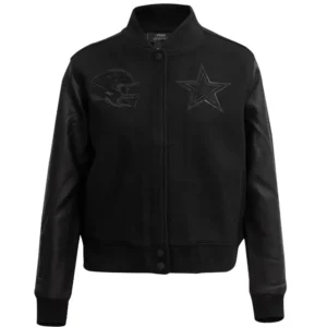 Dallas Cowboys Triple Black Wool and Leather Jacket