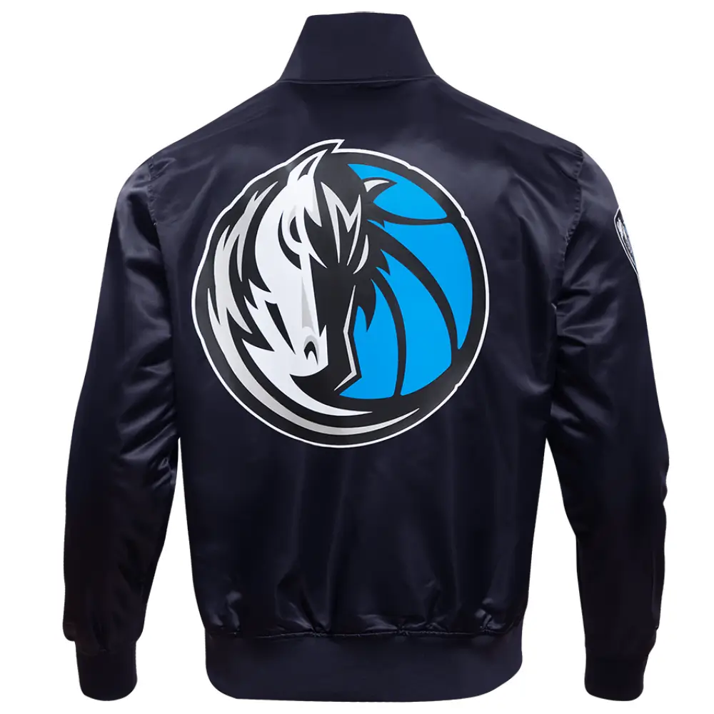 Dallas Mavericks Big Logo Satin Varsity Jacket 1