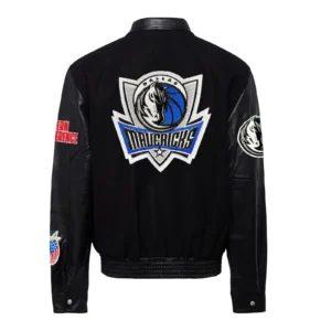 Dallas Mavericks Black Wool & Leather Varsity Jacket 1