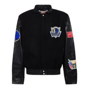 Dallas Mavericks Black Wool & Leather Varsity Jacket