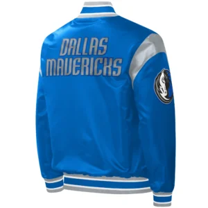 Dallas Mavericks Force Play Satin Blue Varsity Jacket 1