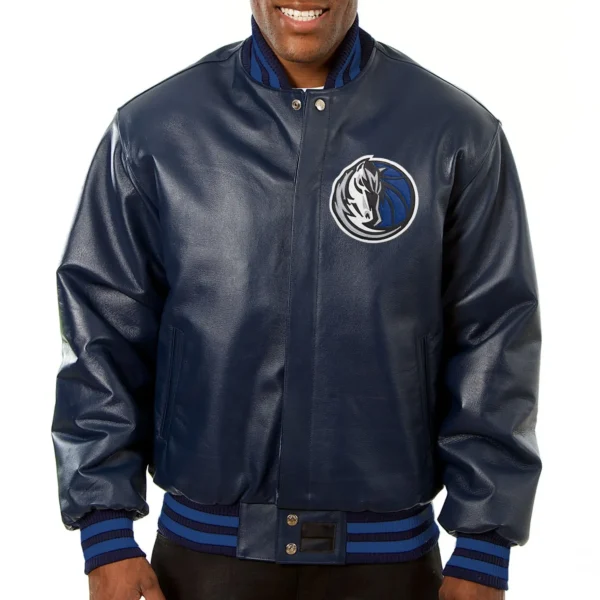 Dallas Mavericks Full Leather Varsity Navy Blue Jacket