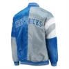 Dallas Mavericks Leader Gray and Blue Satin Varsity Jacket 1