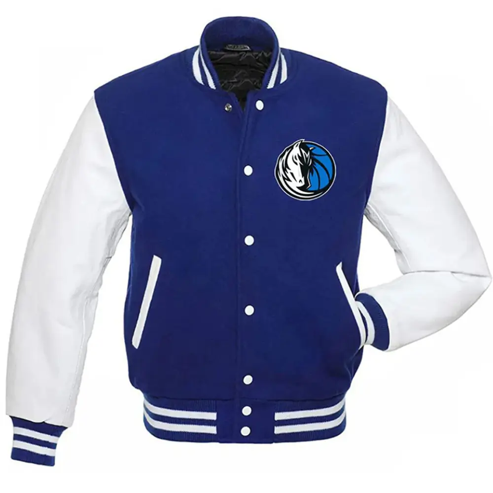 Dallas Mavericks Letterman Wool and Leather Blue Varsity Jacket