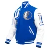 Dallas Mavericks Mashup Blue and White Wool & Leather Varsity Jacket 1