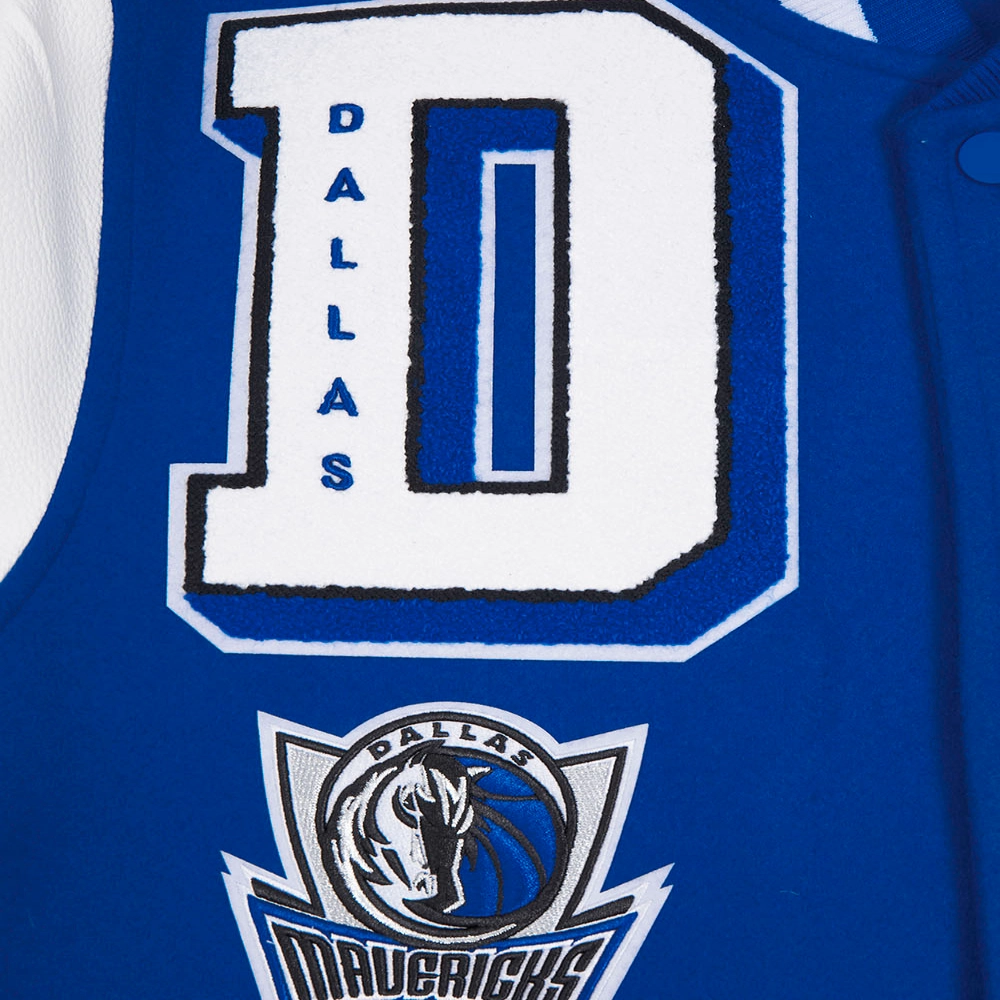 Dallas Mavericks Mashup Blue and White Wool & Leather Varsity Jacket 3