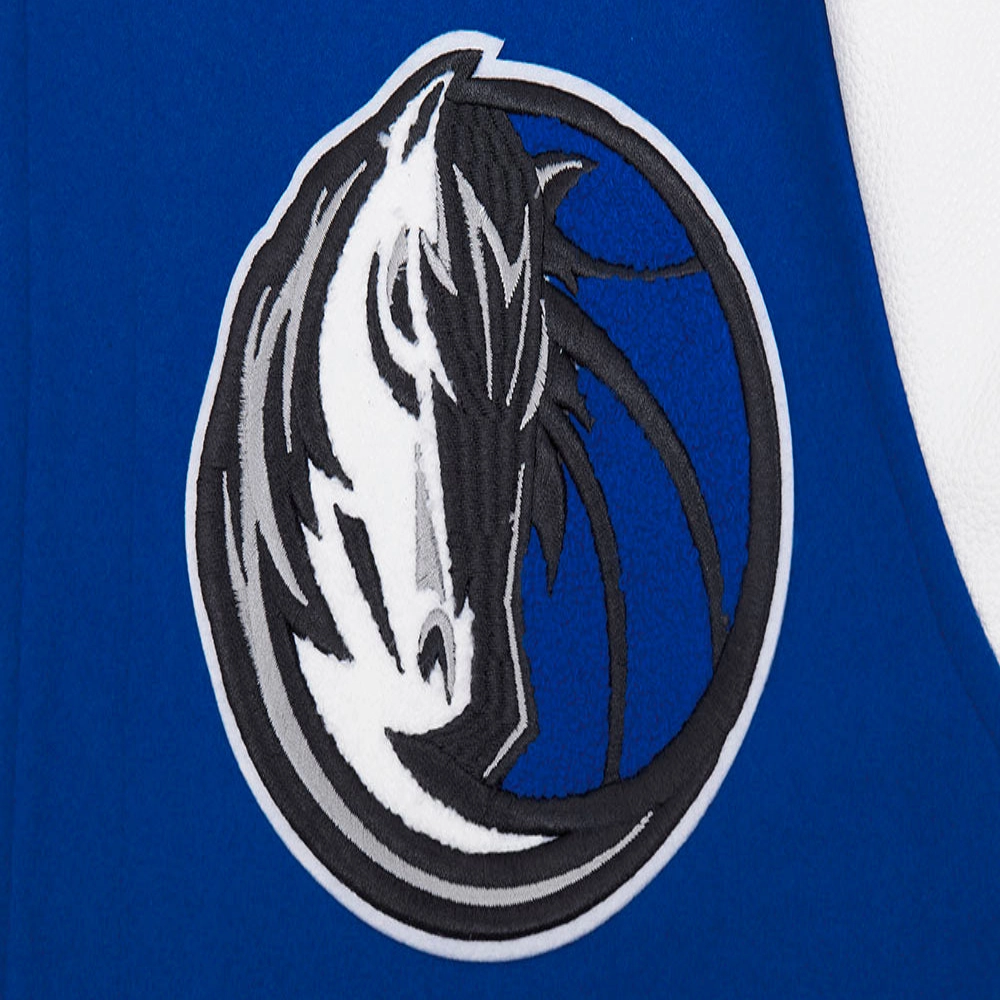 Dallas Mavericks Mashup Blue and White Wool & Leather Varsity Jacket 4