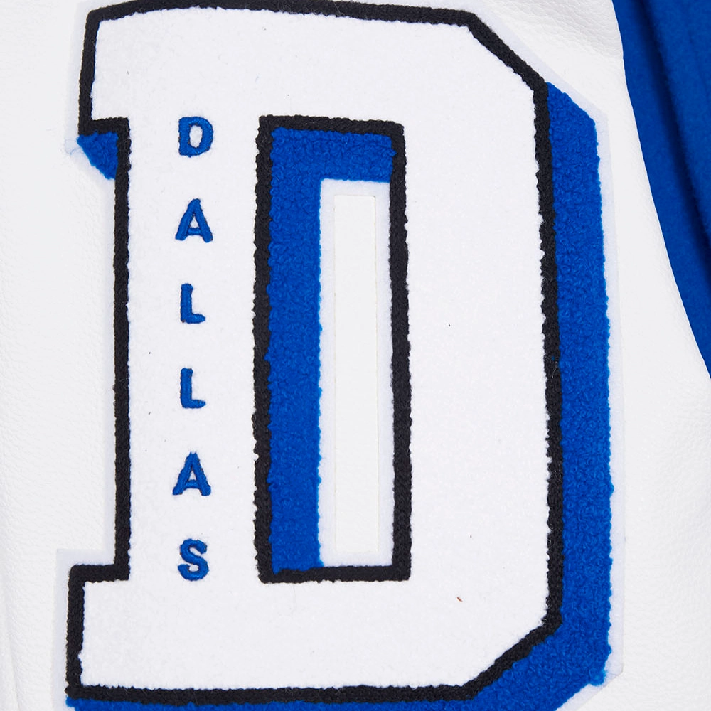 Dallas Mavericks Mashup Blue and White Wool & Leather Varsity Jacket 5