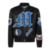 Dallas Mavericks Old English Full Black Leather Jacket