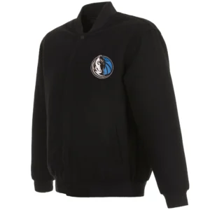 Dallas Mavericks One Color Classic Rib Wool Black Varsity Jacket