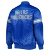 Dallas Mavericks Pick & Roll Full-Snap Blue Satin Varsity Jacket 1