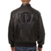 Dallas Mavericks Shirt Collar Full Leather Black Varsity Jacket 1