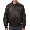Dallas Mavericks Shirt Collar Full Leather Black Varsity Jacket